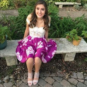 White & purple floral homecoming dress!